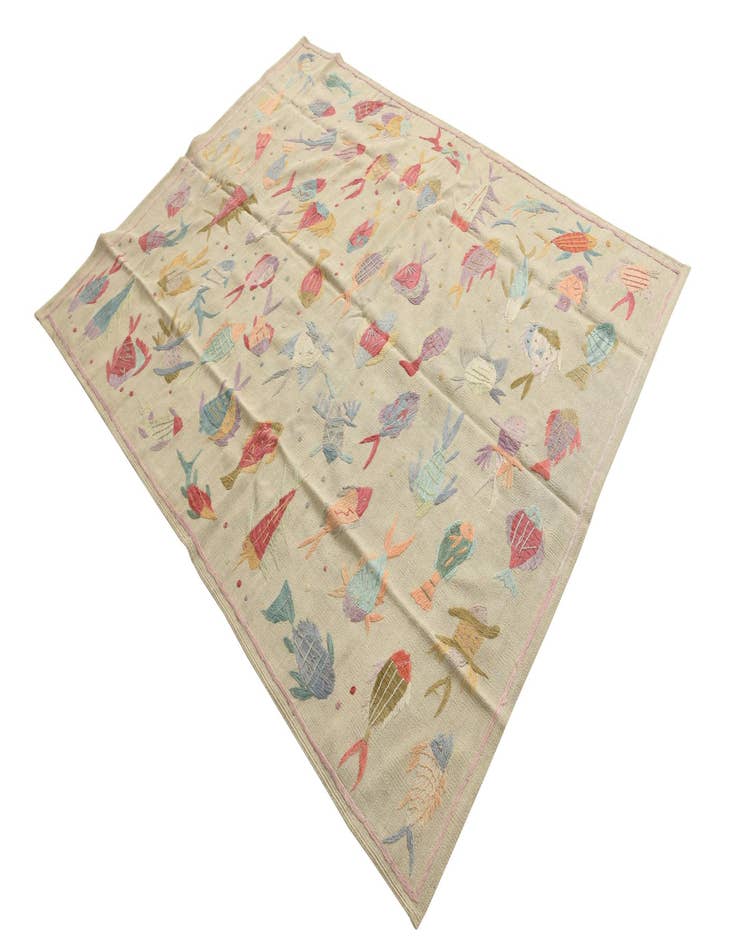 Detail image of  5' 5 x 7' 3  Hand Woven Kilim Suzani Wool Rug