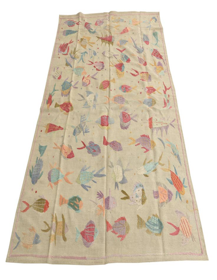 Detail image of  5' 5 x 7' 3  Hand Woven Kilim Suzani Wool Rug