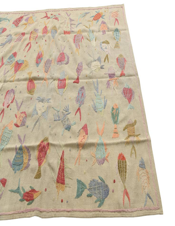 Detail image of  5' 5 x 7' 3  Hand Woven Kilim Suzani Wool Rug