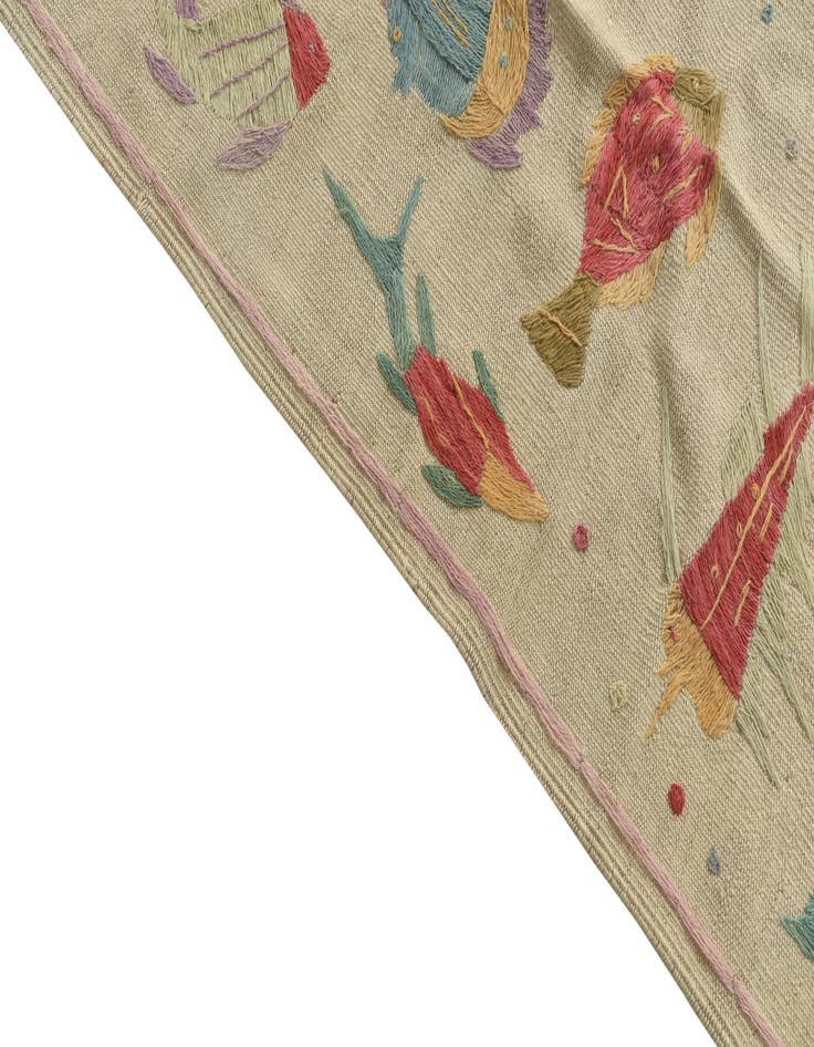 Detail image of  5' 5 x 7' 3  Hand Woven Kilim Suzani Wool Rug