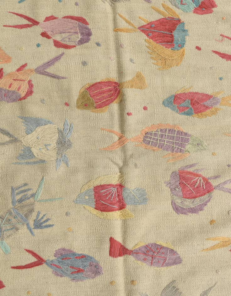 Detail image of  5' 5 x 7' 3  Hand Woven Kilim Suzani Wool Rug