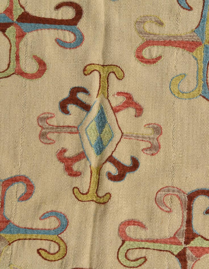 Detail image of  5' 9 x 7' 9  Hand Woven Kilim Suzani Wool Rug