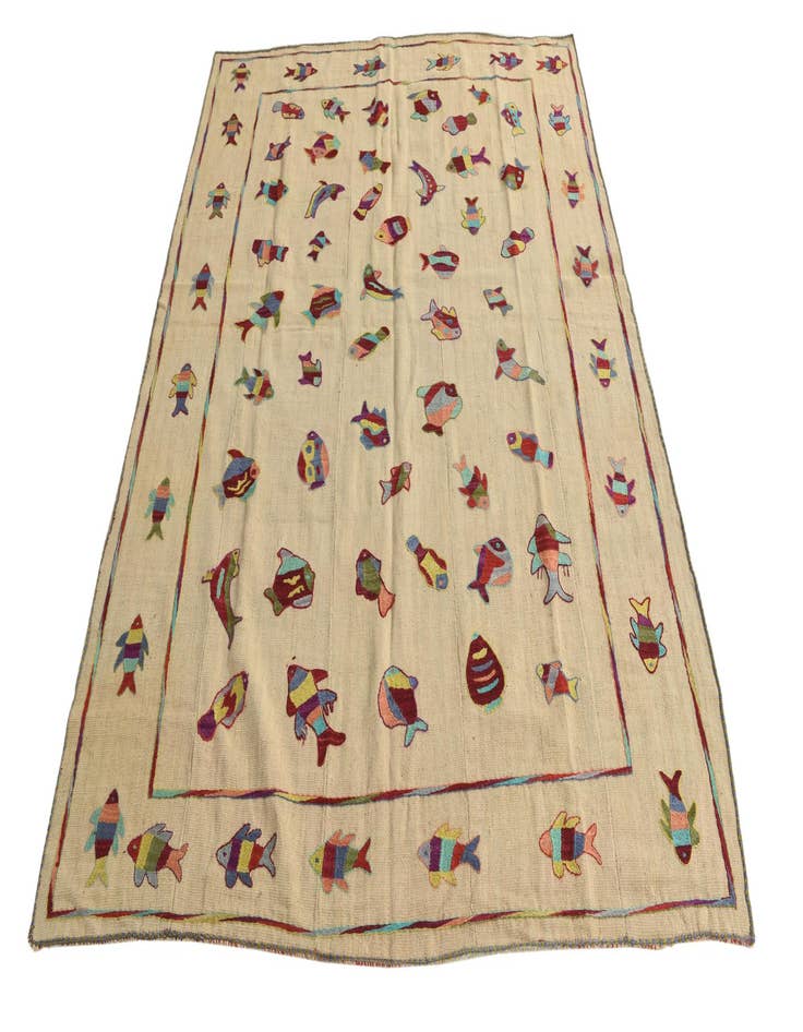 Detail image of  5' 9 x 7' 7  Hand Woven Kilim Suzani Wool Rug