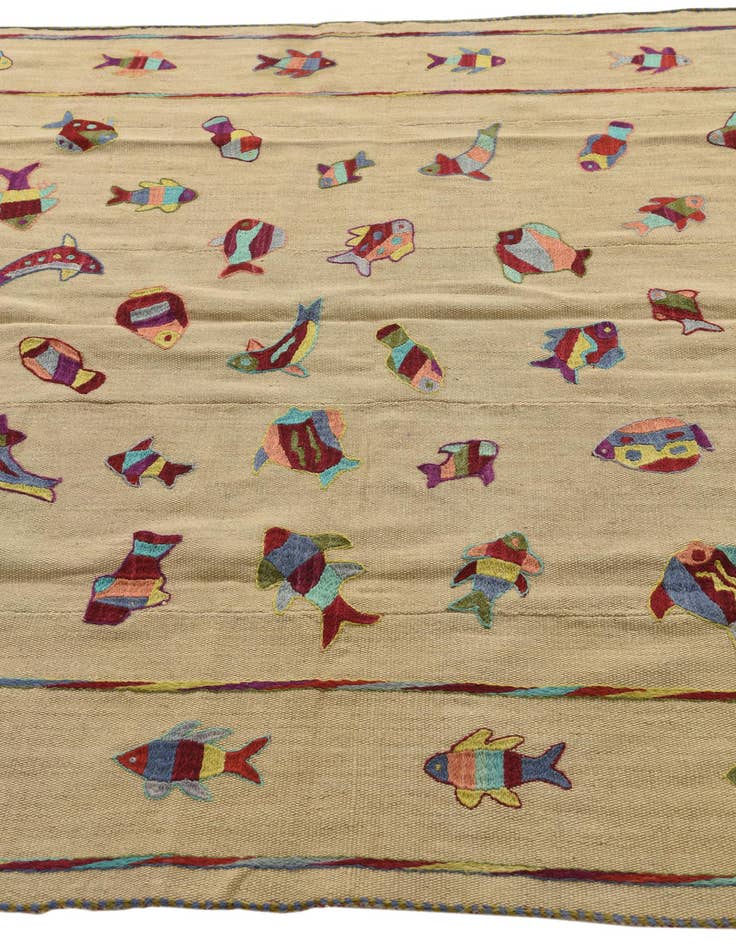 Detail image of  5' 9 x 7' 7  Hand Woven Kilim Suzani Wool Rug