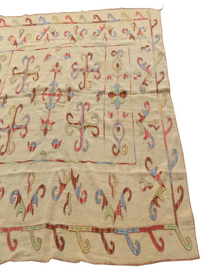 Detail image of  5' 6 x 7' 7  Hand Woven Kilim Suzani Wool Rug