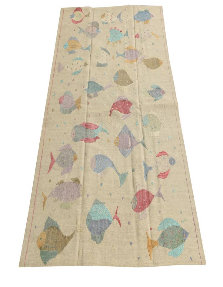 Detail image of  4' 2 x 5' 10  Hand Woven Kilim Suzani Wool Rug