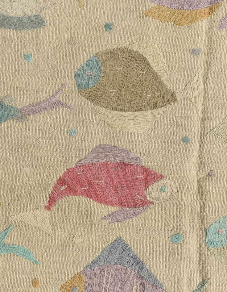 Detail image of  4' 2 x 5' 10  Hand Woven Kilim Suzani Wool Rug