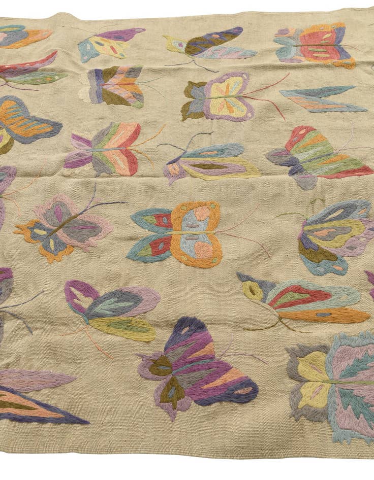 Detail image of  4' 8 x 6' 5  Hand Woven Kilim Suzani Wool Rug