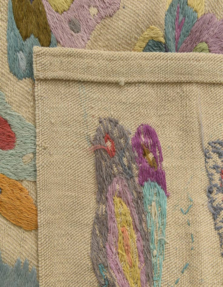 Detail image of  4' 8 x 6' 5  Hand Woven Kilim Suzani Wool Rug