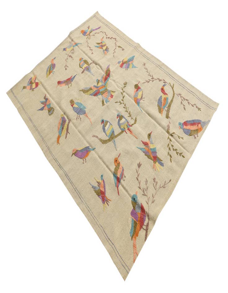 Detail image of  4' 2 x 5' 9  Hand Woven Kilim Suzani Wool Rug