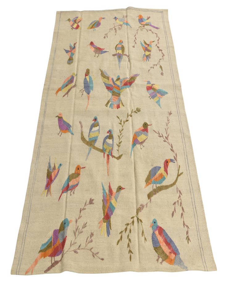 Detail image of  4' 2 x 5' 9  Hand Woven Kilim Suzani Wool Rug