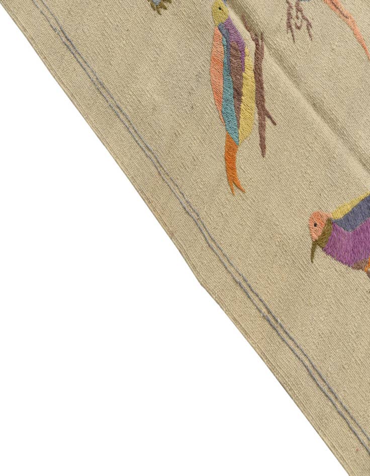 Detail image of  4' 2 x 5' 9  Hand Woven Kilim Suzani Wool Rug