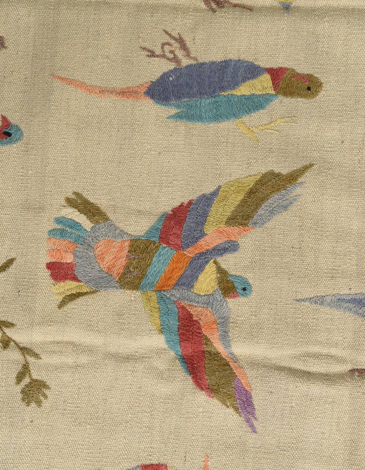 Detail image of  4' 2 x 5' 9  Hand Woven Kilim Suzani Wool Rug