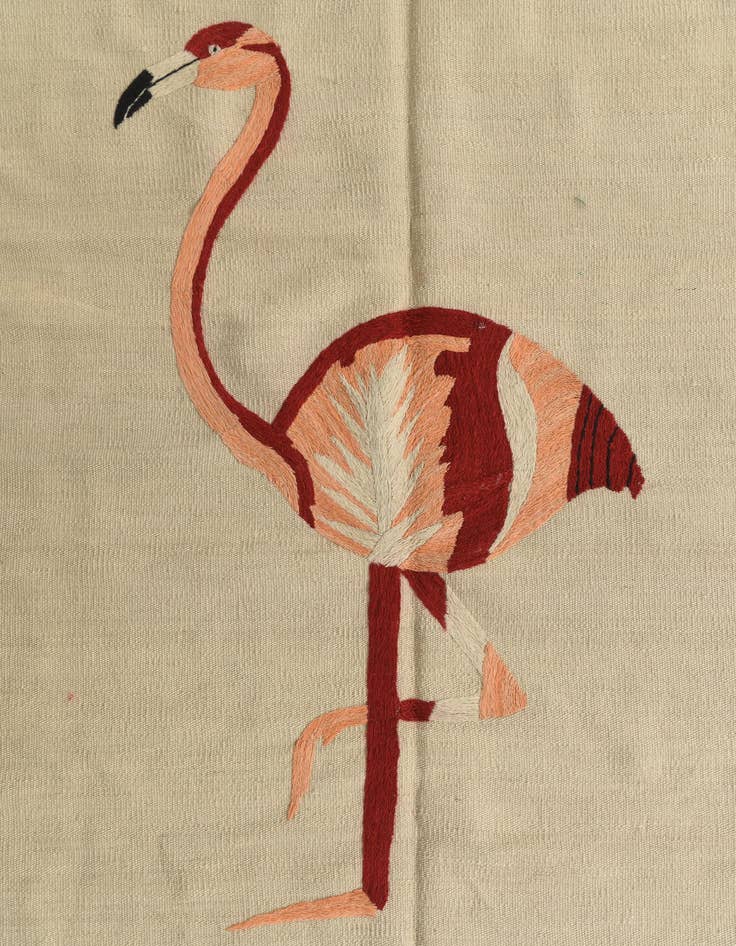 Detail image of  3' 4 x 4' 7  Hand Woven Kilim Suzani Wool Rug