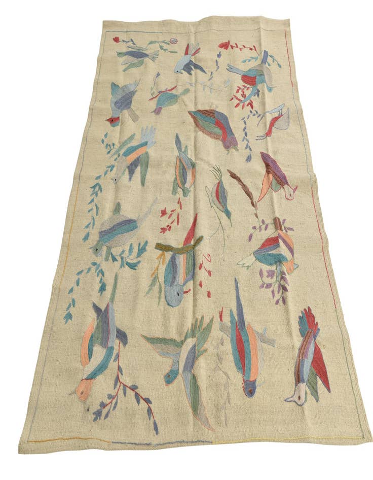 Detail image of  4' 2 x 5' 7  Hand Woven Kilim Suzani Wool Rug