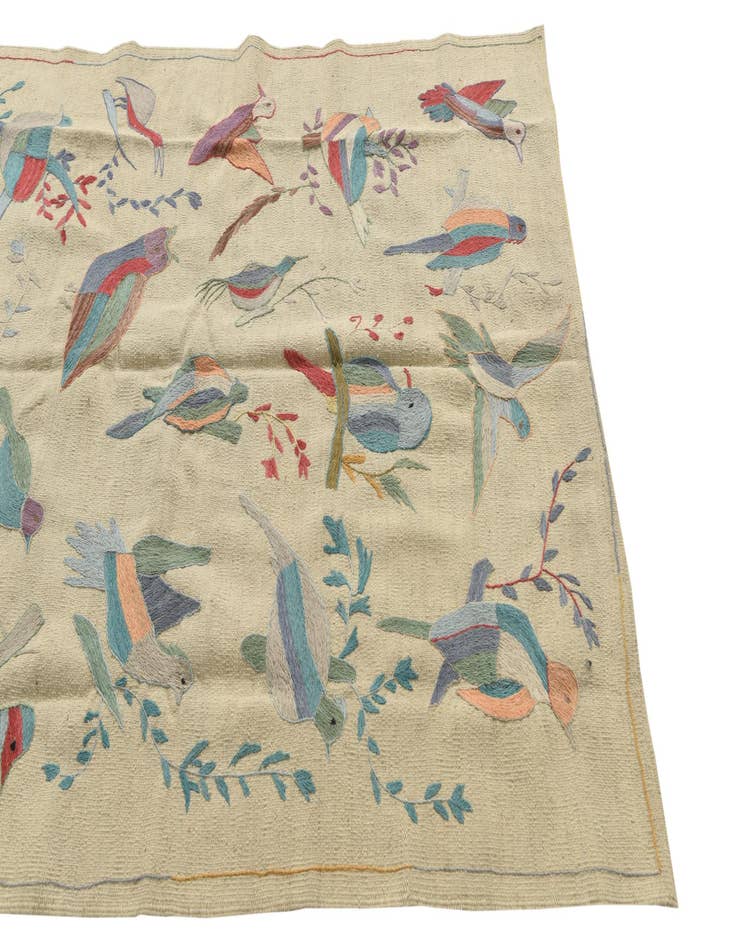 Detail image of  4' 2 x 5' 7  Hand Woven Kilim Suzani Wool Rug