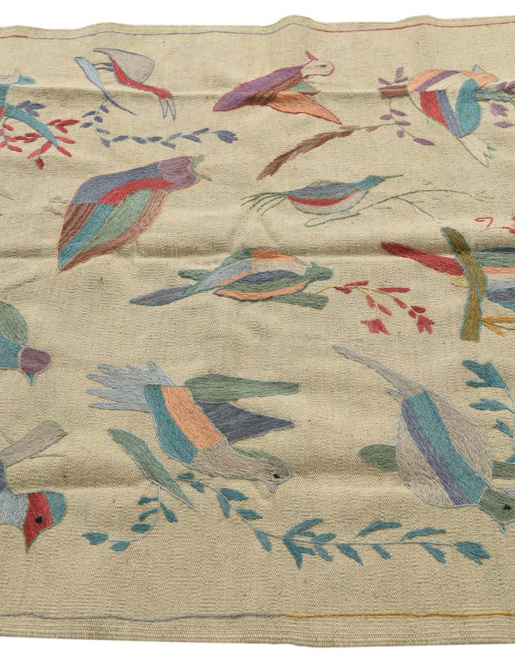 Detail image of  4' 2 x 5' 7  Hand Woven Kilim Suzani Wool Rug