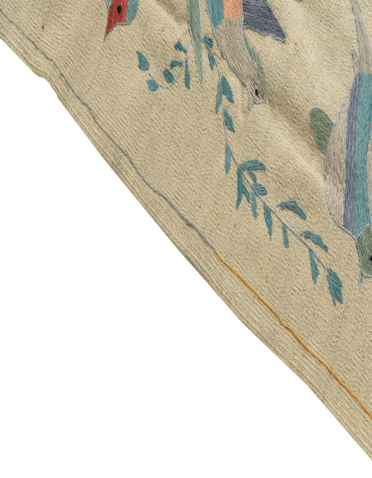 Detail image of  4' 2 x 5' 7  Hand Woven Kilim Suzani Wool Rug