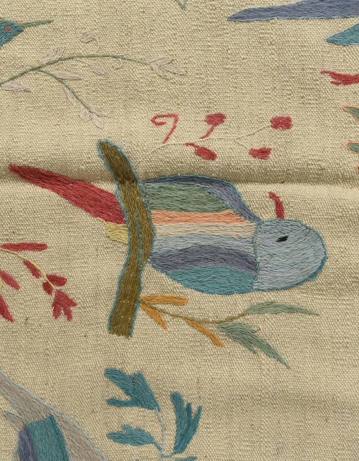 Detail image of  4' 2 x 5' 7  Hand Woven Kilim Suzani Wool Rug