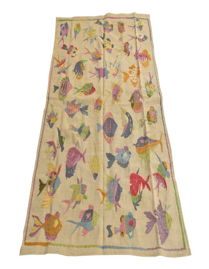 Detail image of  4' x 5' 8  Hand Woven Kilim Suzani Wool Rug