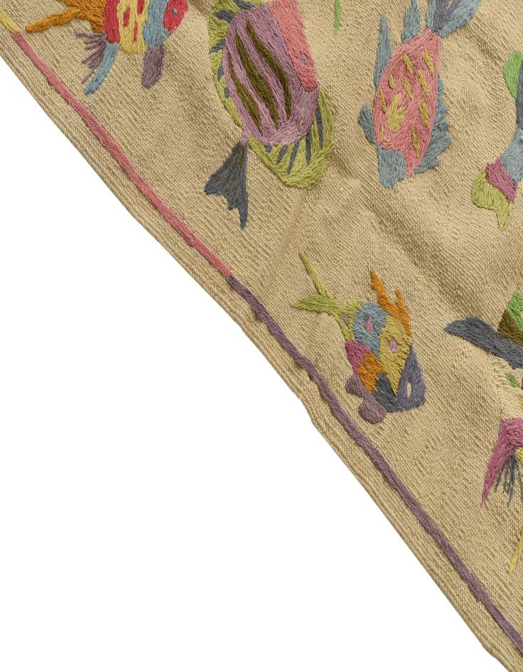 Detail image of  4' x 5' 8  Hand Woven Kilim Suzani Wool Rug