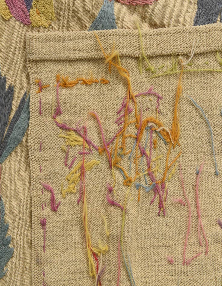 Detail image of  4' x 5' 8  Hand Woven Kilim Suzani Wool Rug