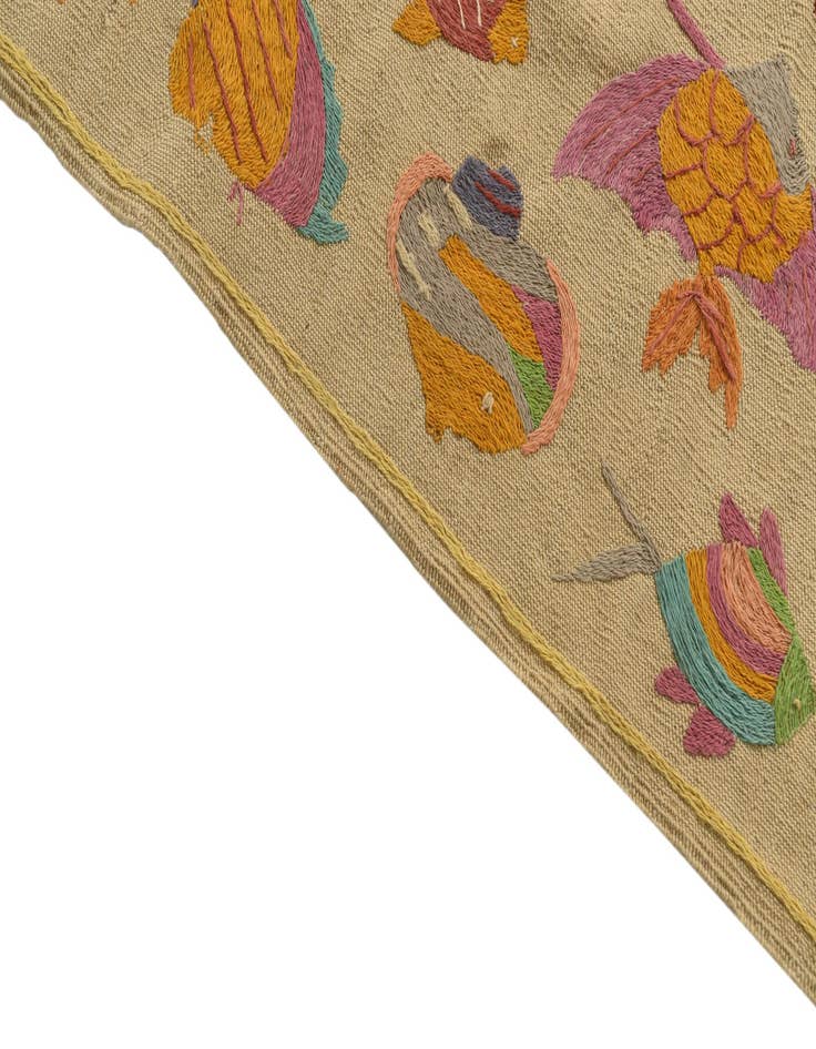 Detail image of  3' 5 x 4' 8  Hand Woven Kilim Suzani Wool Rug