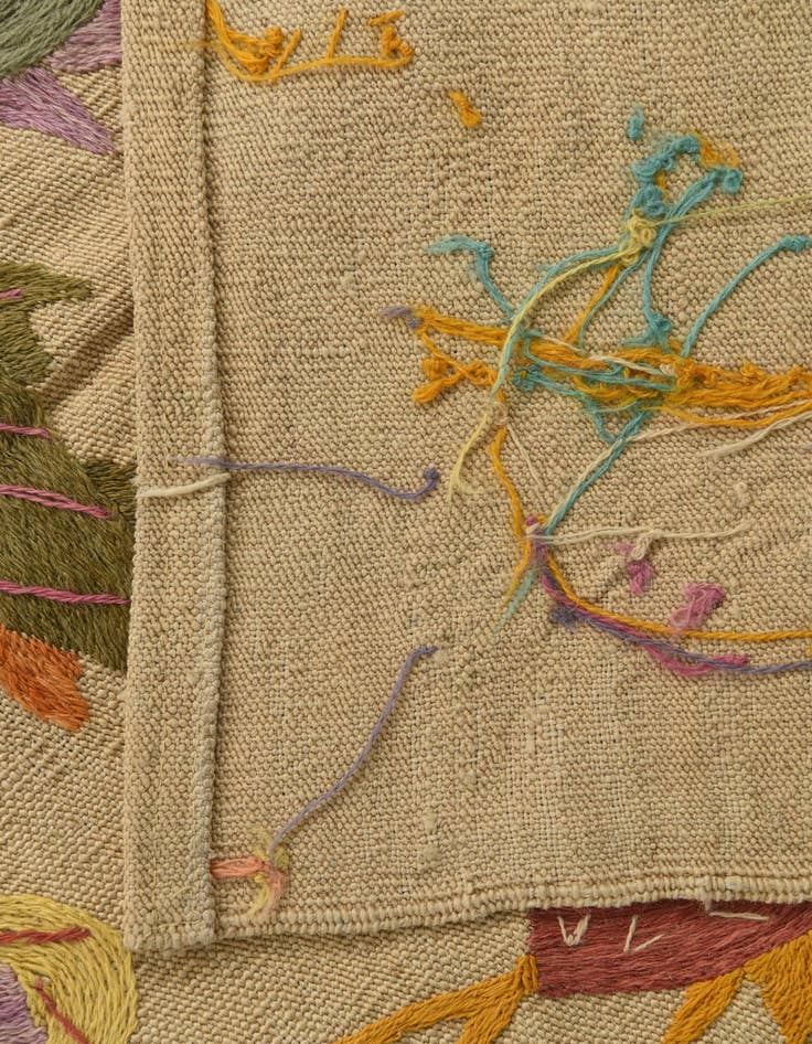 Detail image of  3' 5 x 4' 8  Hand Woven Kilim Suzani Wool Rug