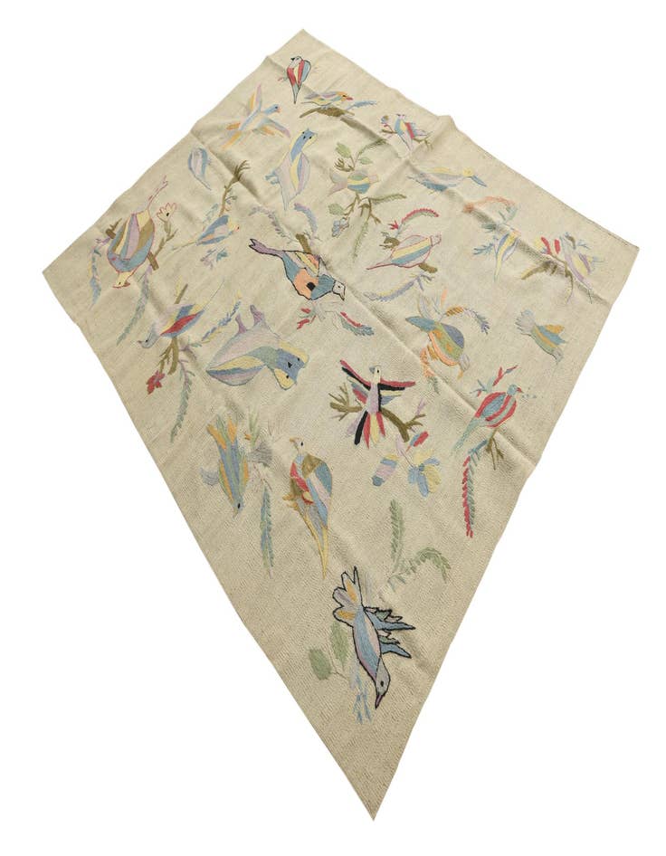 Detail image of  5' 3 x 6' 3  Hand Woven Kilim Suzani Wool Rug