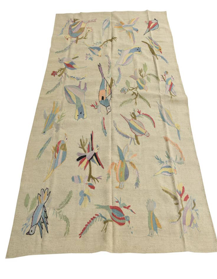 Detail image of  5' 3 x 6' 3  Hand Woven Kilim Suzani Wool Rug