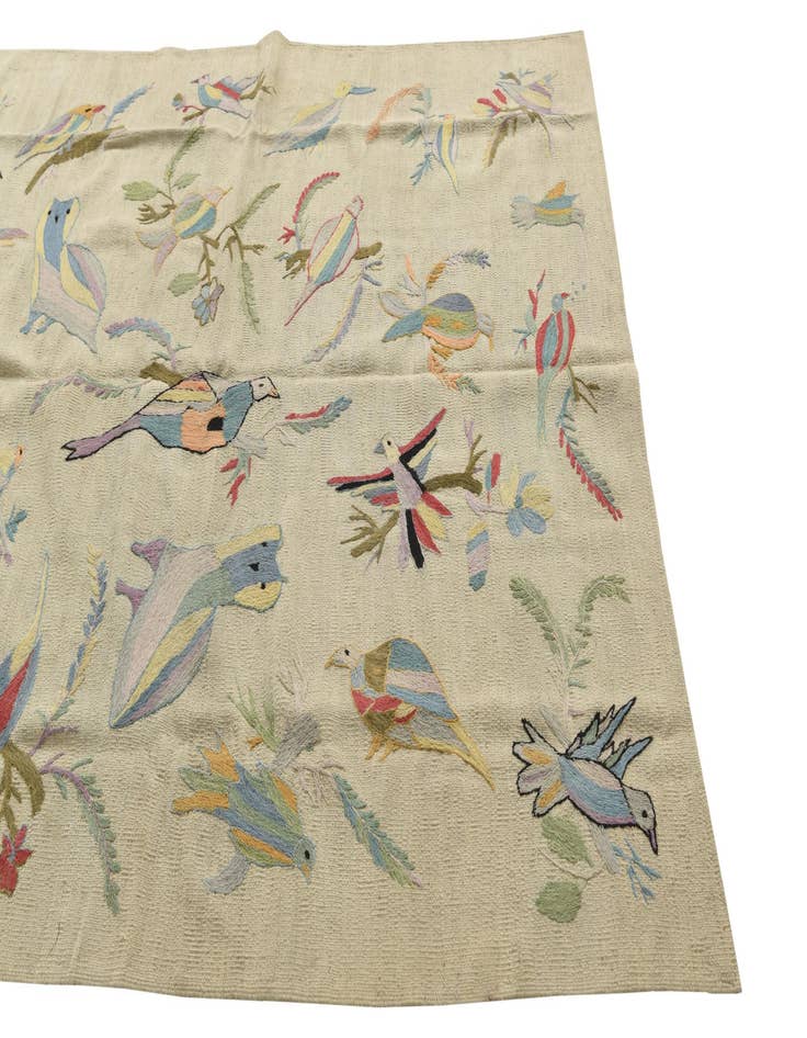 Detail image of  5' 3 x 6' 3  Hand Woven Kilim Suzani Wool Rug