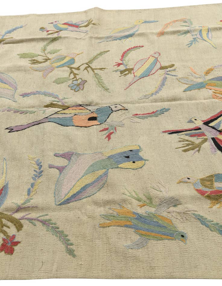 Detail image of  5' 3 x 6' 3  Hand Woven Kilim Suzani Wool Rug