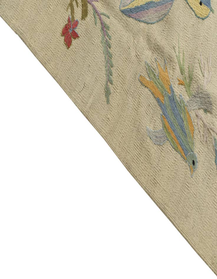 Detail image of  5' 3 x 6' 3  Hand Woven Kilim Suzani Wool Rug