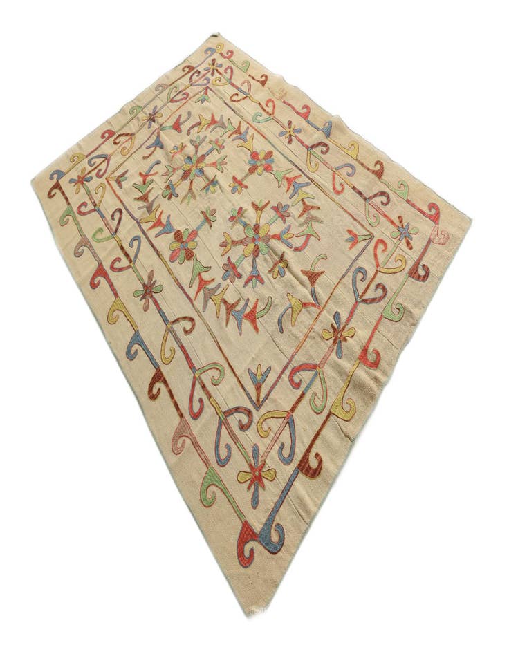 Detail image of  5' 7 x 7' 4  Hand Woven Kilim Suzani Wool Rug