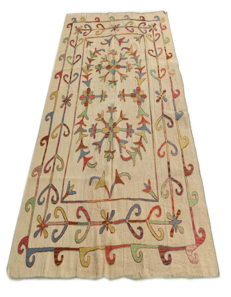 Detail image of  5' 7 x 7' 4  Hand Woven Kilim Suzani Wool Rug