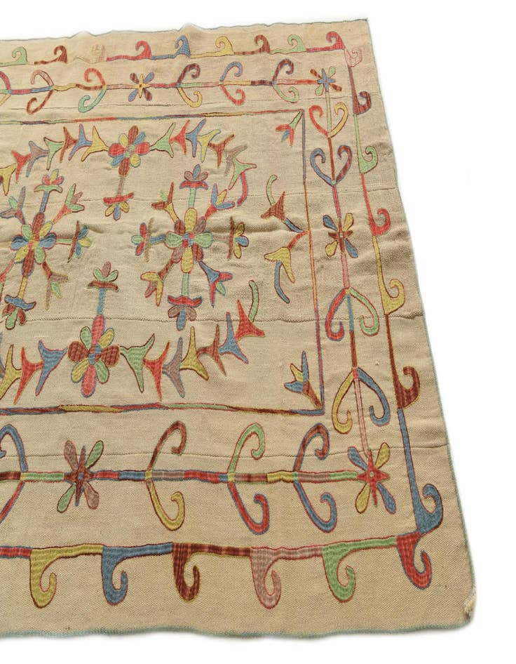 Detail image of  5' 7 x 7' 4  Hand Woven Kilim Suzani Wool Rug