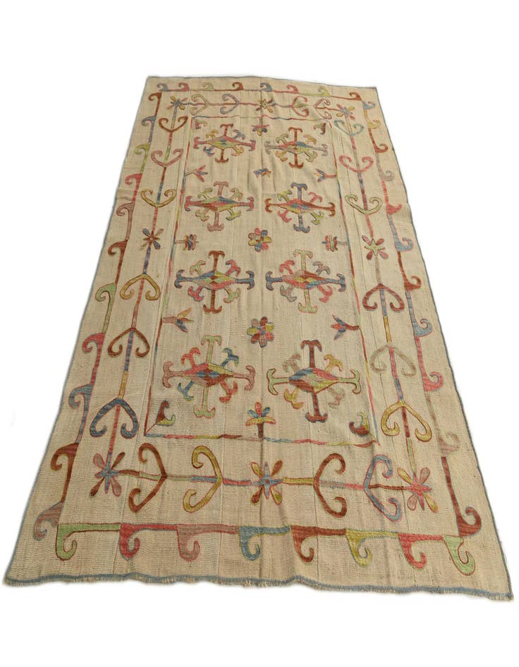 Detail image of  5' 9 x 7' 10  Hand Woven Kilim Suzani Wool Rug