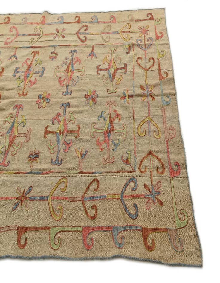 Detail image of  5' 9 x 7' 10  Hand Woven Kilim Suzani Wool Rug