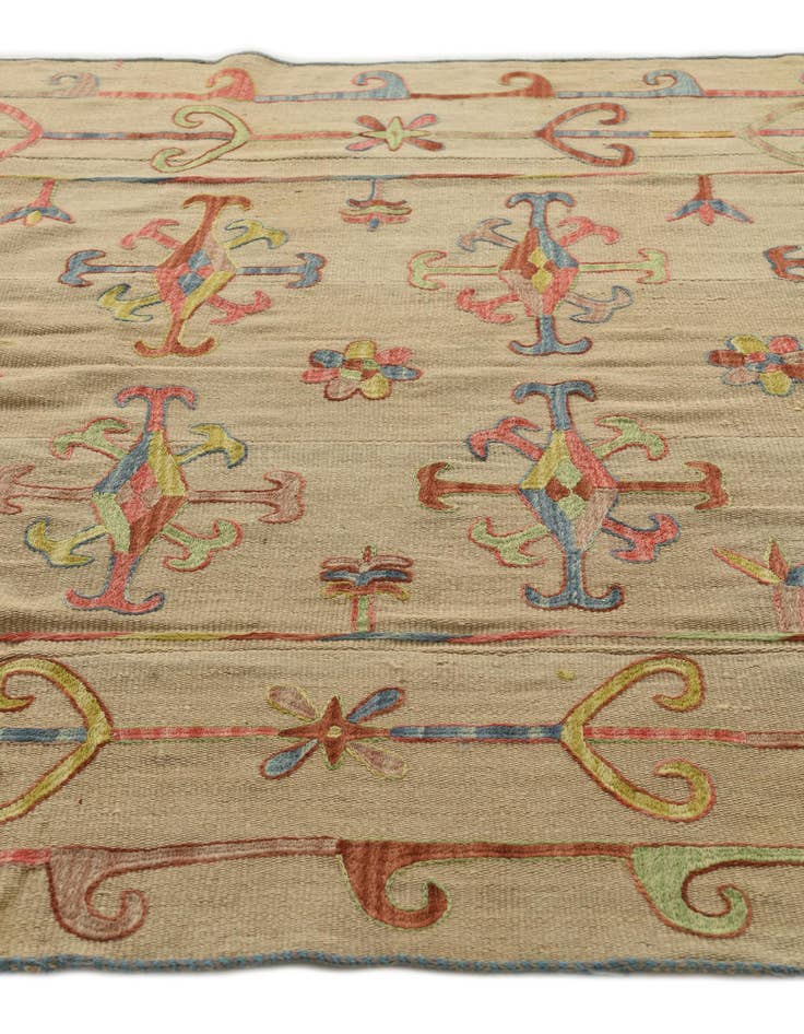 Detail image of  5' 9 x 7' 10  Hand Woven Kilim Suzani Wool Rug