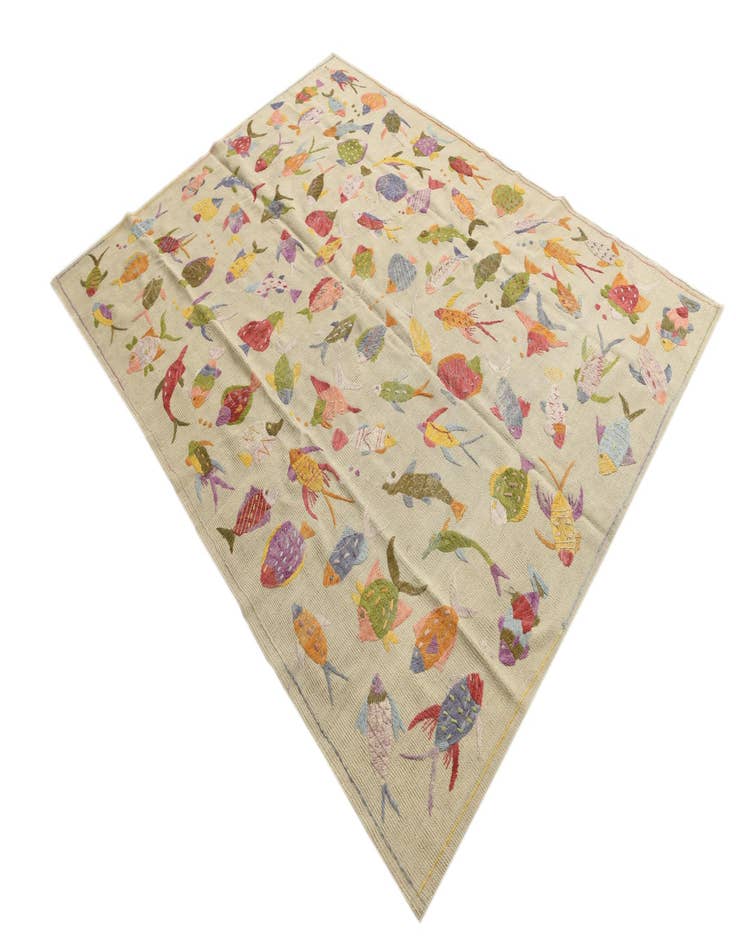 Detail image of  5' 10 x 7' 7  Hand Woven Kilim Suzani Wool Rug