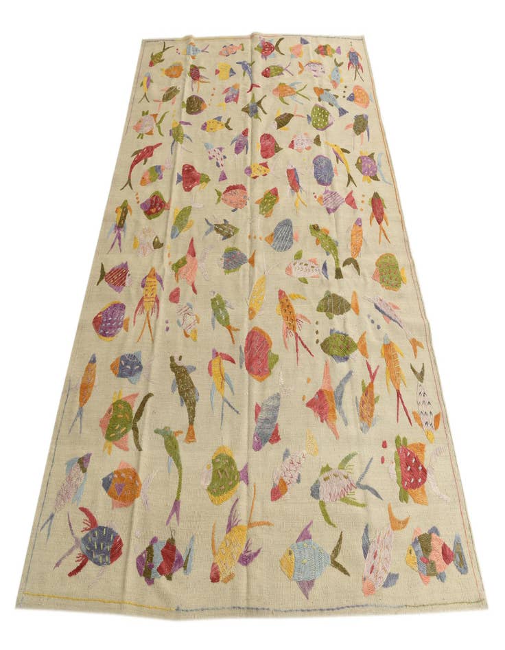 Detail image of  5' 10 x 7' 7  Hand Woven Kilim Suzani Wool Rug