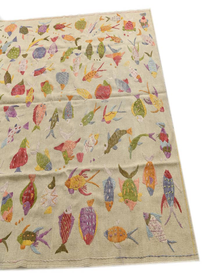 Detail image of  5' 10 x 7' 7  Hand Woven Kilim Suzani Wool Rug