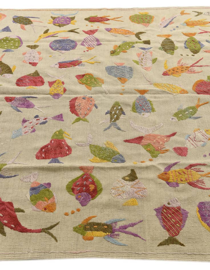 Detail image of  5' 10 x 7' 7  Hand Woven Kilim Suzani Wool Rug