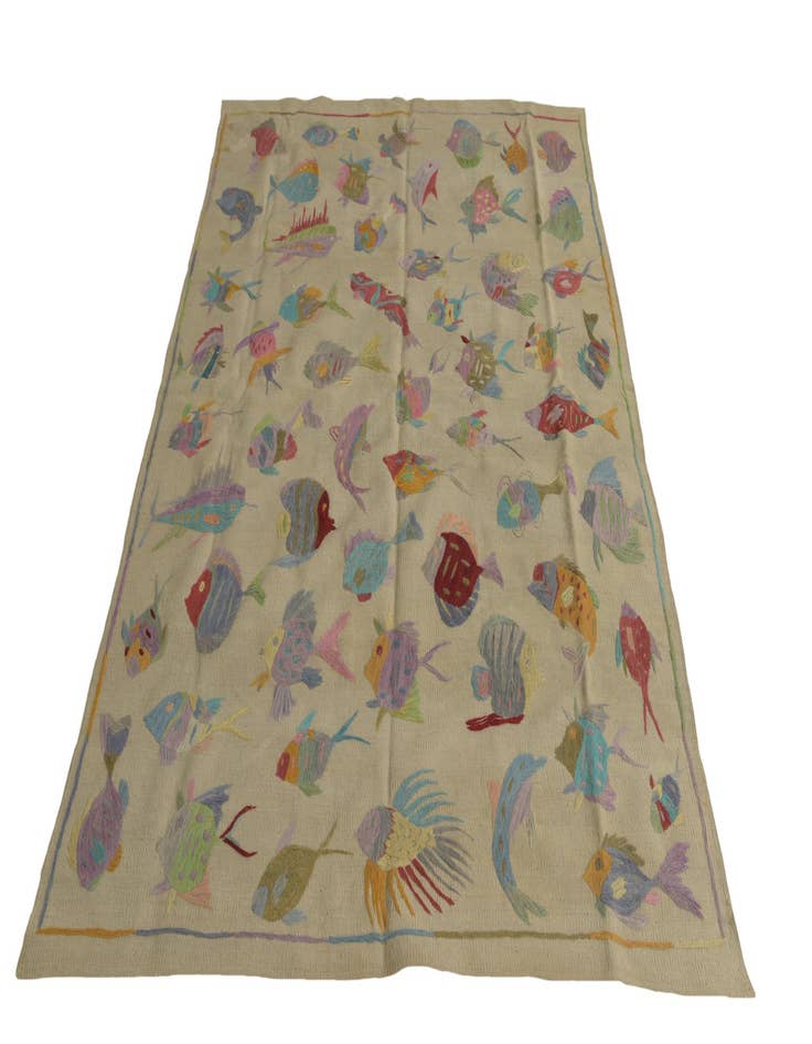 Detail image of  4' 9 x 6' 8  Hand Woven Kilim Suzani Wool Rug