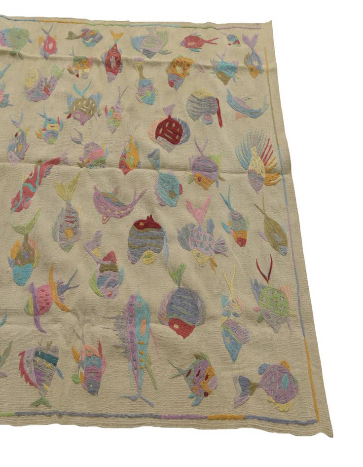 Detail image of  4' 9 x 6' 8  Hand Woven Kilim Suzani Wool Rug