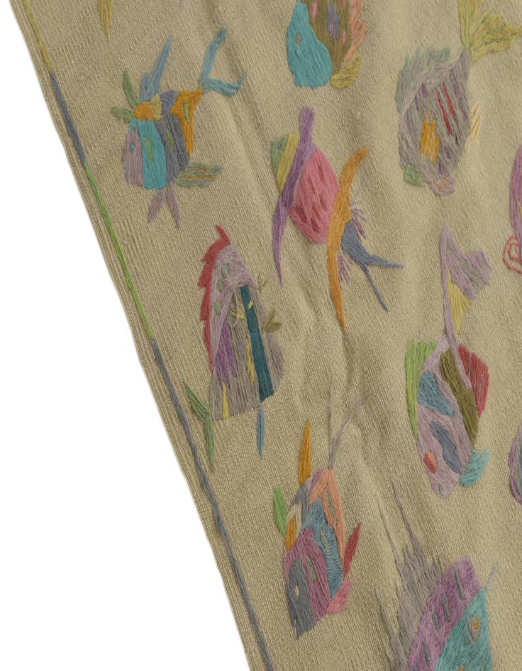 Detail image of  4' 9 x 6' 8  Hand Woven Kilim Suzani Wool Rug