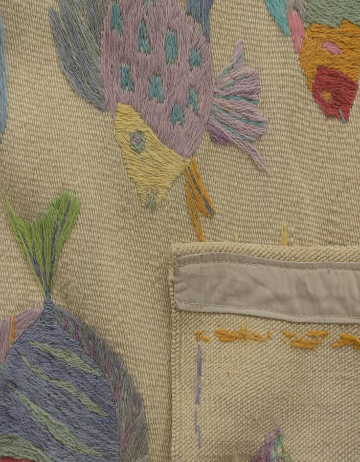 Detail image of  4' 9 x 6' 8  Hand Woven Kilim Suzani Wool Rug