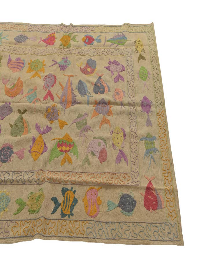 Detail image of  4' 9 x 6' 7  Hand Woven Kilim Suzani Wool Rug