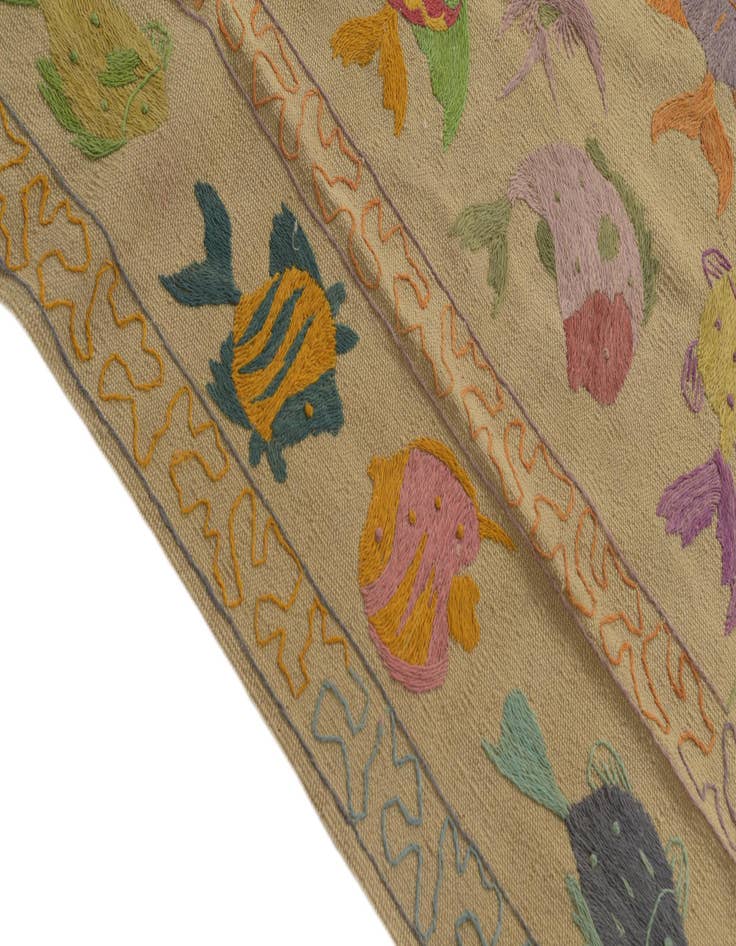 Detail image of  4' 9 x 6' 7  Hand Woven Kilim Suzani Wool Rug