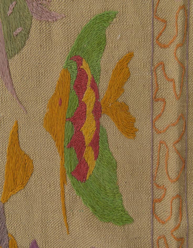 Detail image of  4' 9 x 6' 7  Hand Woven Kilim Suzani Wool Rug